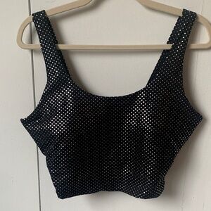 Zyia Black and Metallic Silver Polka Dot Sports Bra
